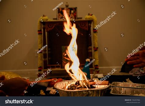 Close View Flames Indian Rituals Homam Stock Photo 1762257062 ...