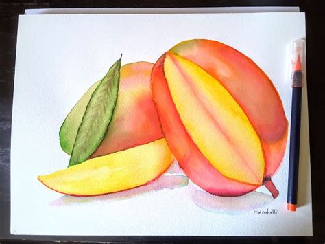 Mango Watercolor Original Painting, Tropical Fruit Painting, Kitchen ...