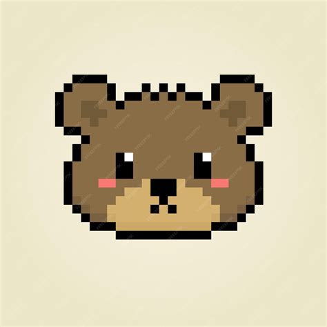 Premium Vector | Brown bear head in 8 bit pixel art Cute animals for ...