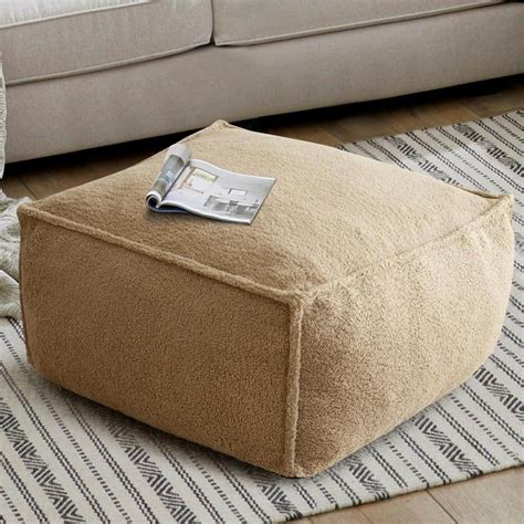 Elevens 32 in. x 32 in. Lounger Ottoman Foam Filled Bean Bag Chair Pouf ...