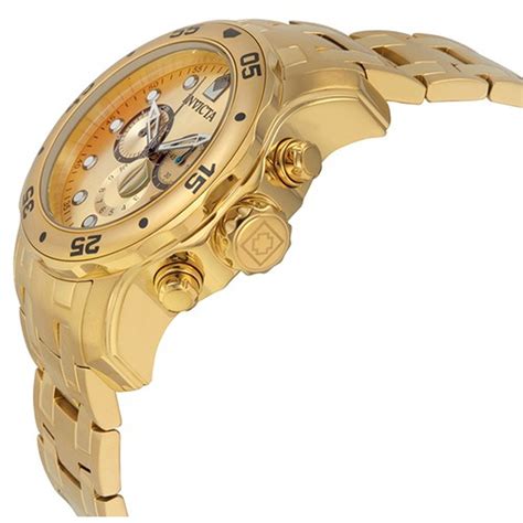 Invicta 0074 Mens Pro Diver Gold Plated Quartz Watch