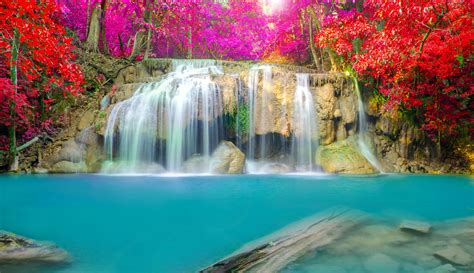 thailand, Parks, Waterfalls, Erawan, Waterfall, National, Park, Nature, Autumn Wallpapers HD ...