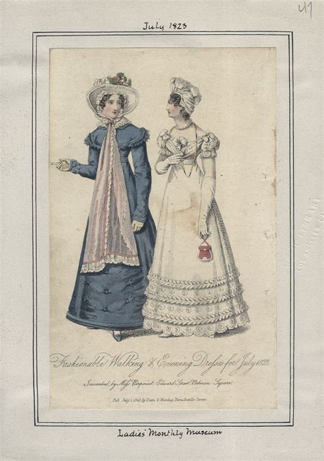 Ladies' Monthly Museum July 1823 LAPL | Fashion plates, Regency fashion ...