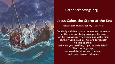 Jesus Calms the Storm at the Sea - Matthew 8:24-34, Mark 4:35-41, John 6:16-21 - Bible Verse of ...