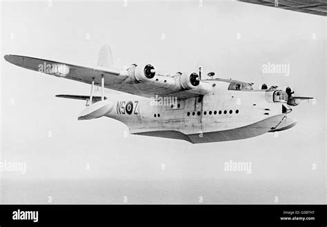 Short Sunderland flying boat NSZ in flight. Date: circa 1940s Stock ...