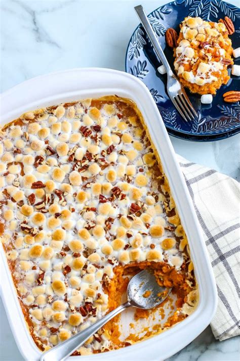 Sweet Potato Casserole with Marshmallows and Pecans