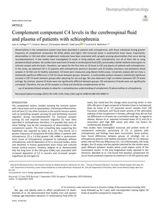 Complement Component C4 Levels | PDF