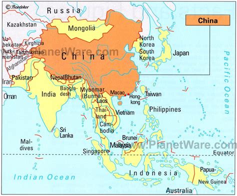 Map of China - Neighbouring Countries | PlanetWare