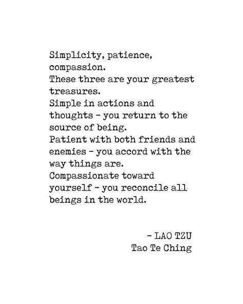 Lao Tzu Quote - Tao Te Ching - Simplicity, Patience, Compassion - Minimalist, Typewriter Print ...