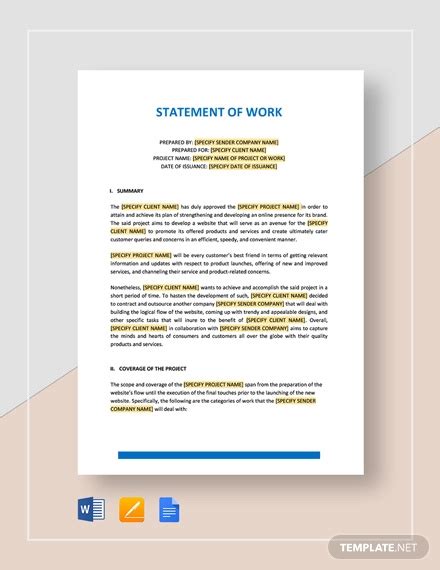 Statement of Work - 32+ Examples, Format, How to Write, Pdf