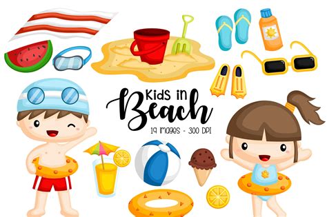 Kids On Beach Clipart