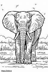 African Forest Elephant cartoon coloring Page sketch template