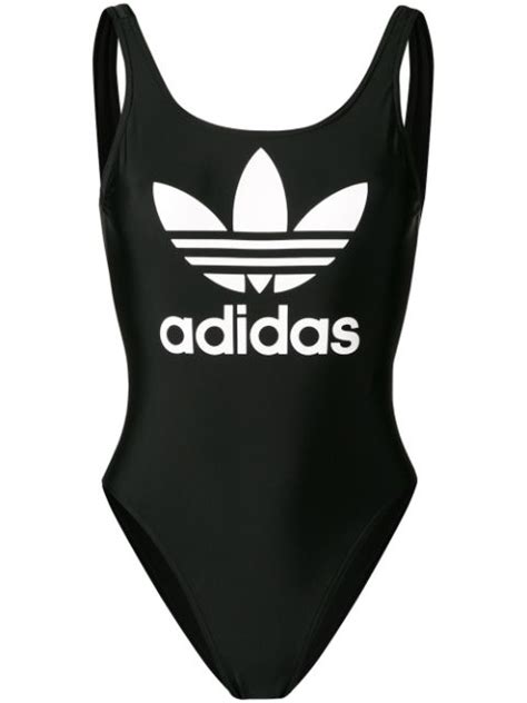 Adidas Originals Contrast Logo Swimsuit In Black | ModeSens