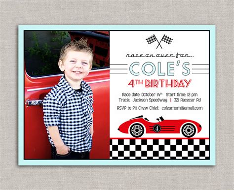 Vintage Race Car Birthday Invitation - Etsy