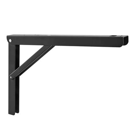 Everbilt 12 in. Matte Black Steel Heavy-Duty Folding Shelf Bracket ...