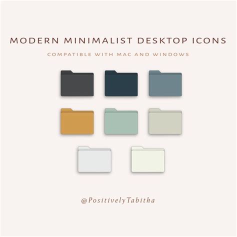 Modern Minimalist Desktop Icons INSTANT DOWNLOAD 8 Modern | Etsy