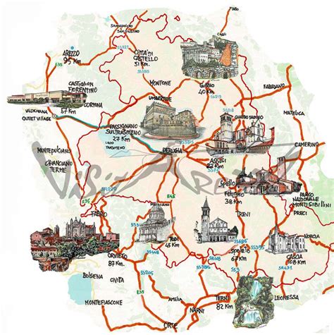 Perugia Sightseeing Map Perugia Map Italy Map