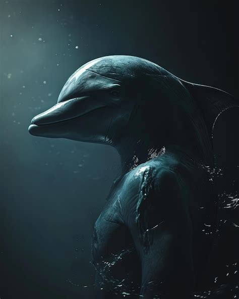 Premium Photo | Dolphin human animal hybrid in dark background