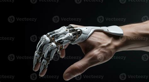 AI generated close-up of AI robot hand, AI robot hand on technology ...