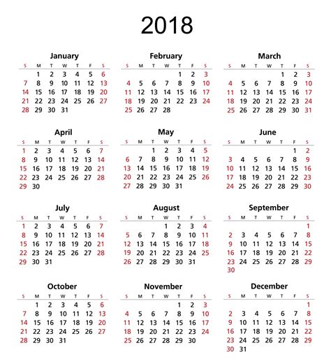 2018 Calendar Template Free Stock Photo - Public Domain Pictures