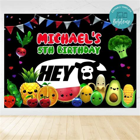 Hey Bear Sensory Birthday Backdrop Digital File Template DIY | Bobotemp