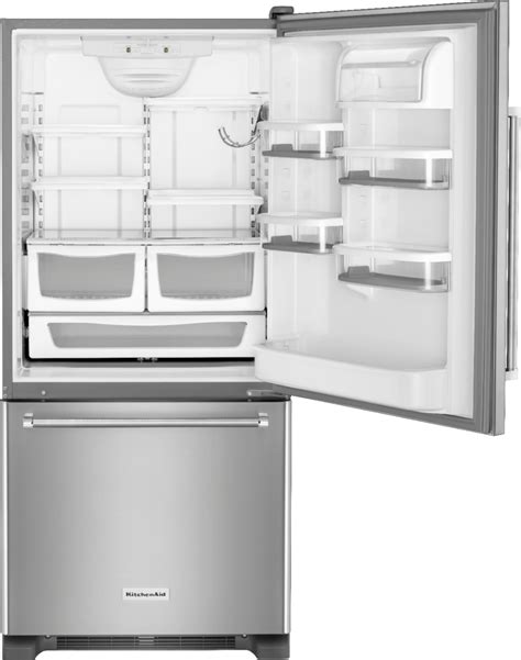 KitchenAid 18.7 Cu. Ft. Bottom-Freezer Refrigerator Stainless steel KRBR109ESS - Best Buy