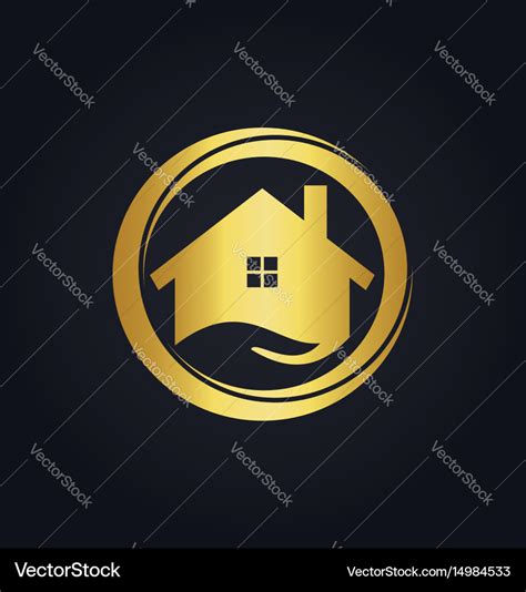 House icon business gold logo Royalty Free Vector Image