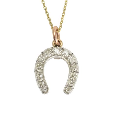 Antique Victorian Diamond Horseshoe Pendant Necklace at 1stDibs ...