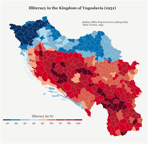 Illiteracy in the Kingdom of Yugoslavia | Map, Cartography map, Historical maps