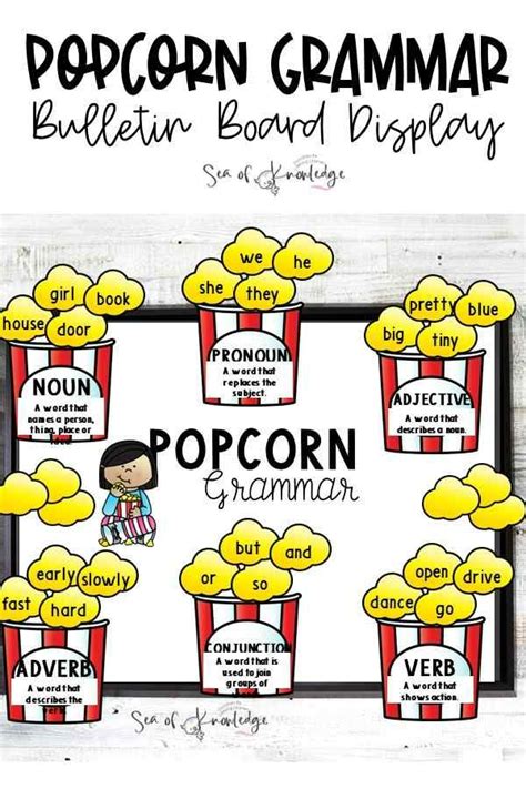 ESL Bulletin Board Ideas Grammar Time Popcorn Display in 2023 ...