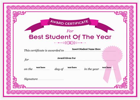 Student of the Year Award Certificates | Professional Certificate Templates