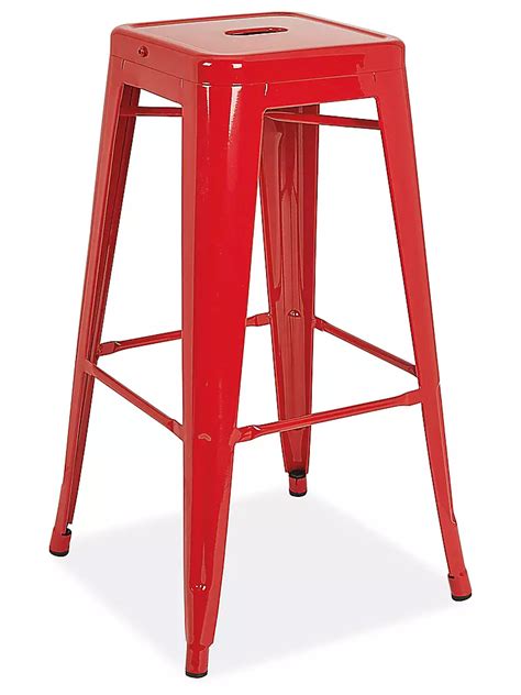 Industrial Metal Stool - 30", Red H-9103R - Uline