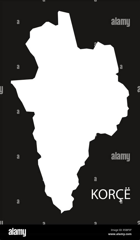 Korce Albania map black inverted silhouette illustration Stock Photo ...