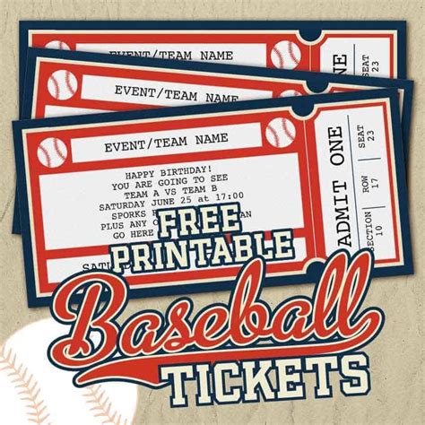 Baseball Ticket Template Free