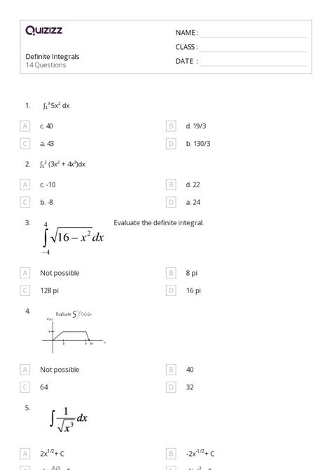 Free Calculus Definite Integration worksheets for homeschoolers ...