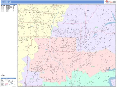 Rogers Arkansas Wall Map (Color Cast Style) by MarketMAPS - MapSales.com