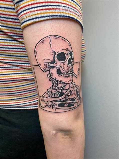 skull of a skeleton with a burning cigarette, Bekah at Deaf Dog Ink ...