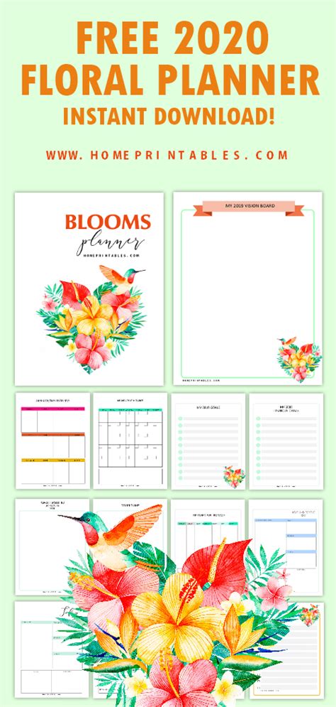 floral-planner-2020-printable - Home Printables