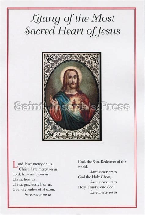 Sacred Heart of Jesus Litany Card - Saint Joseph's Press