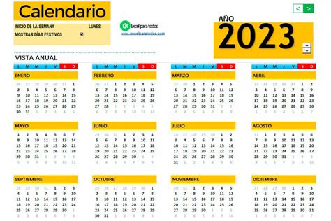 Calendario 2023 En Formato Excel Xls Descarga Gratis Excel Para Todos | PAITO WARNA