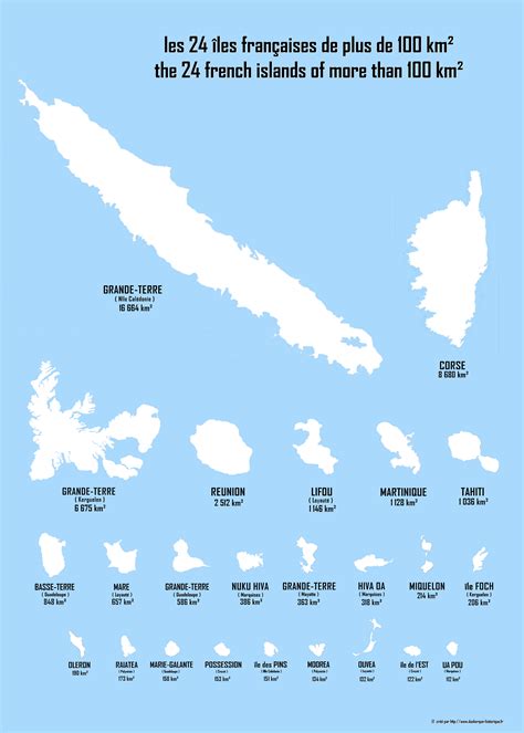 I created this plate of the 24 French islands of more than 100 km² in ...