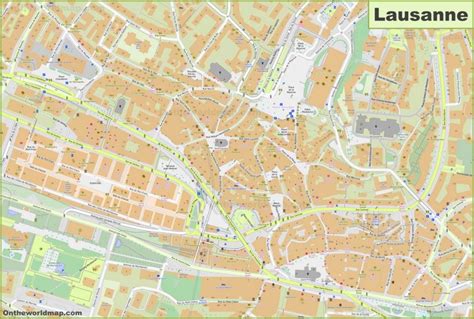 Detailed Map of Lausanne City Center - Ontheworldmap.com