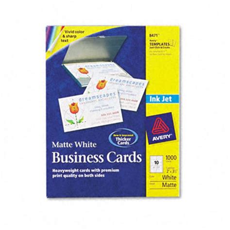 Avery 8471 Inkjet Matte Business Cards 2 x 3-1/2 White 10 per Sheet 1 000 Cards per Box | Paper ...