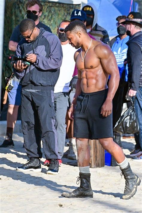 Michael B. Jordan directs ripped Jonathan Majors on Creed 3 set after making red carpet debut ...