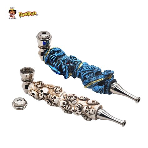 Ceramic Skull Zinc Alloy Metal Smoking Pipe 143MM Metal Bowl Pipes Tobacco Weed Pipes Smoking ...