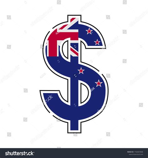 New zealand dollar symbol with a flag icon - Royalty Free Stock Vector ...