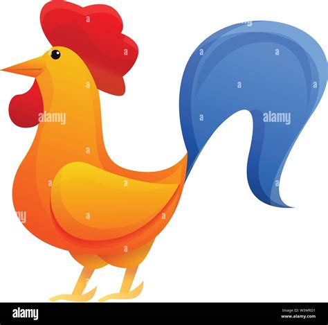 Farm rooster icono. Caricatura de granja gallo icono vectoriales para diseño web aislado sobre ...