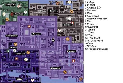 Image - Gta2 Vehicle Locations Map Downtown.JPG - GTA Wiki, the Grand Theft Auto Wiki - GTA IV ...