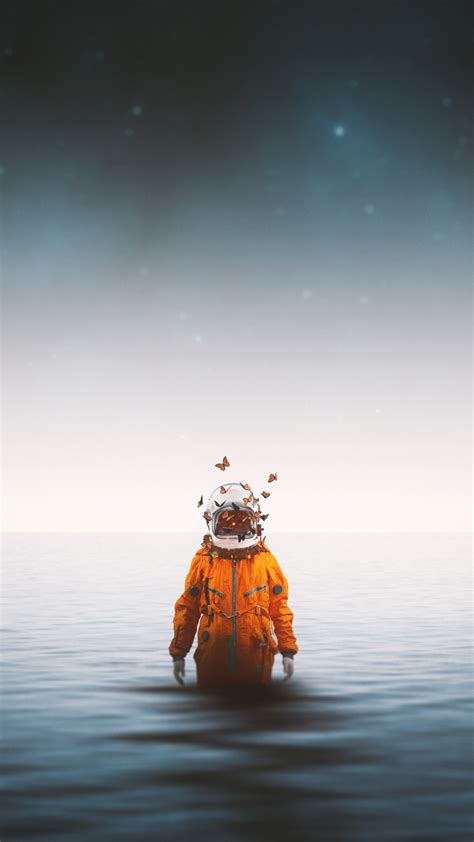 Download astronaut, spacesuit, butterflies, fantasy, digital art 720x1280 wallpaper, samsung ...