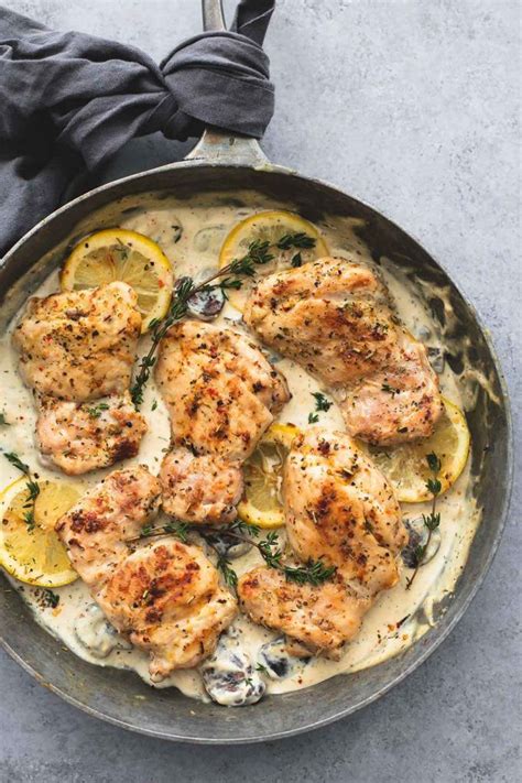 Creamy Lemon Thyme Chicken | lecremedelacrumb.com | Thyme recipes, Thyme chicken, Lemon herb chicken